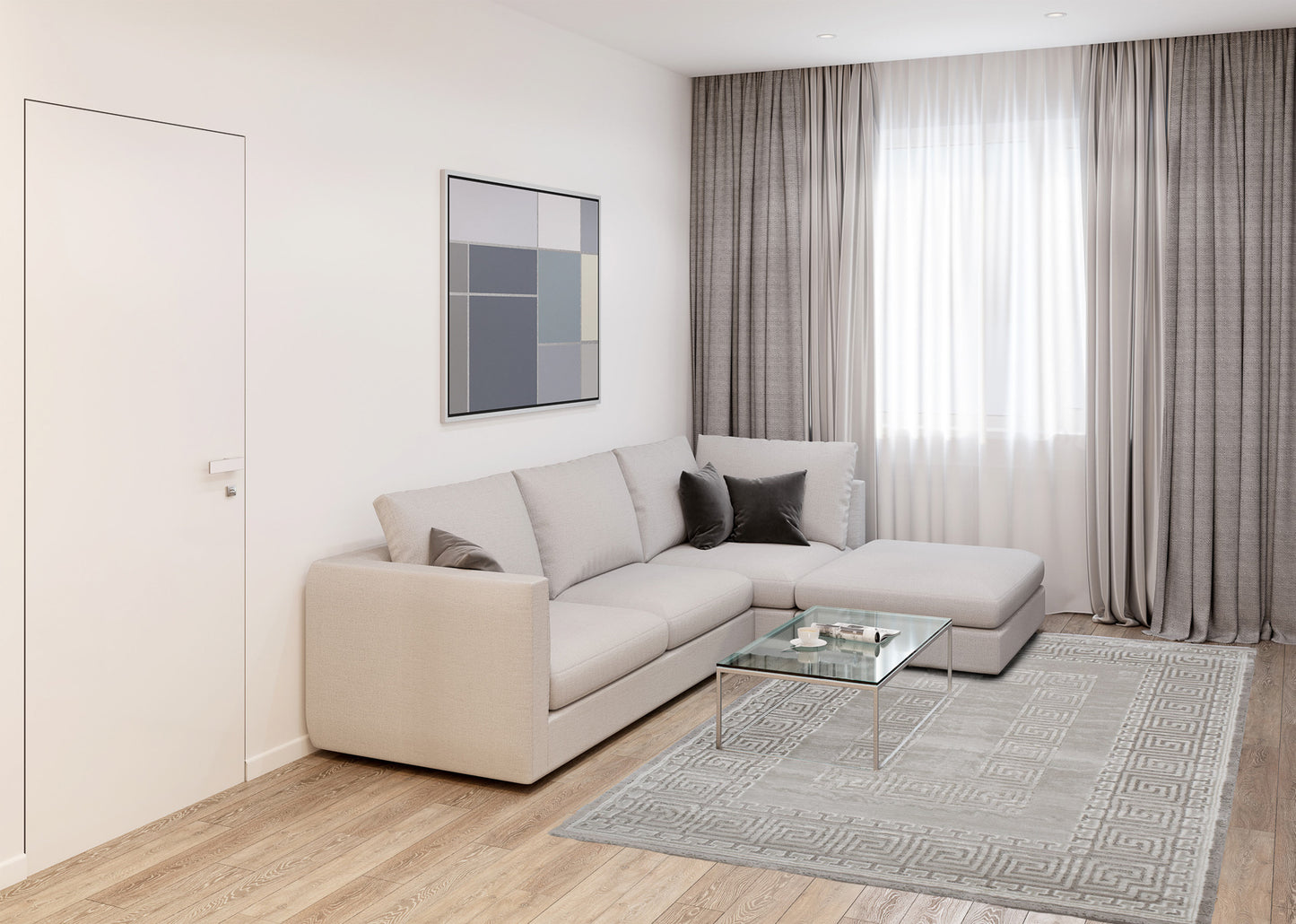 TUANA - Tapis beige à poils ras