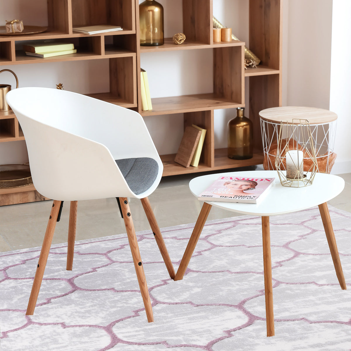 TUANA - Tapis Rose Crème Quadrilope