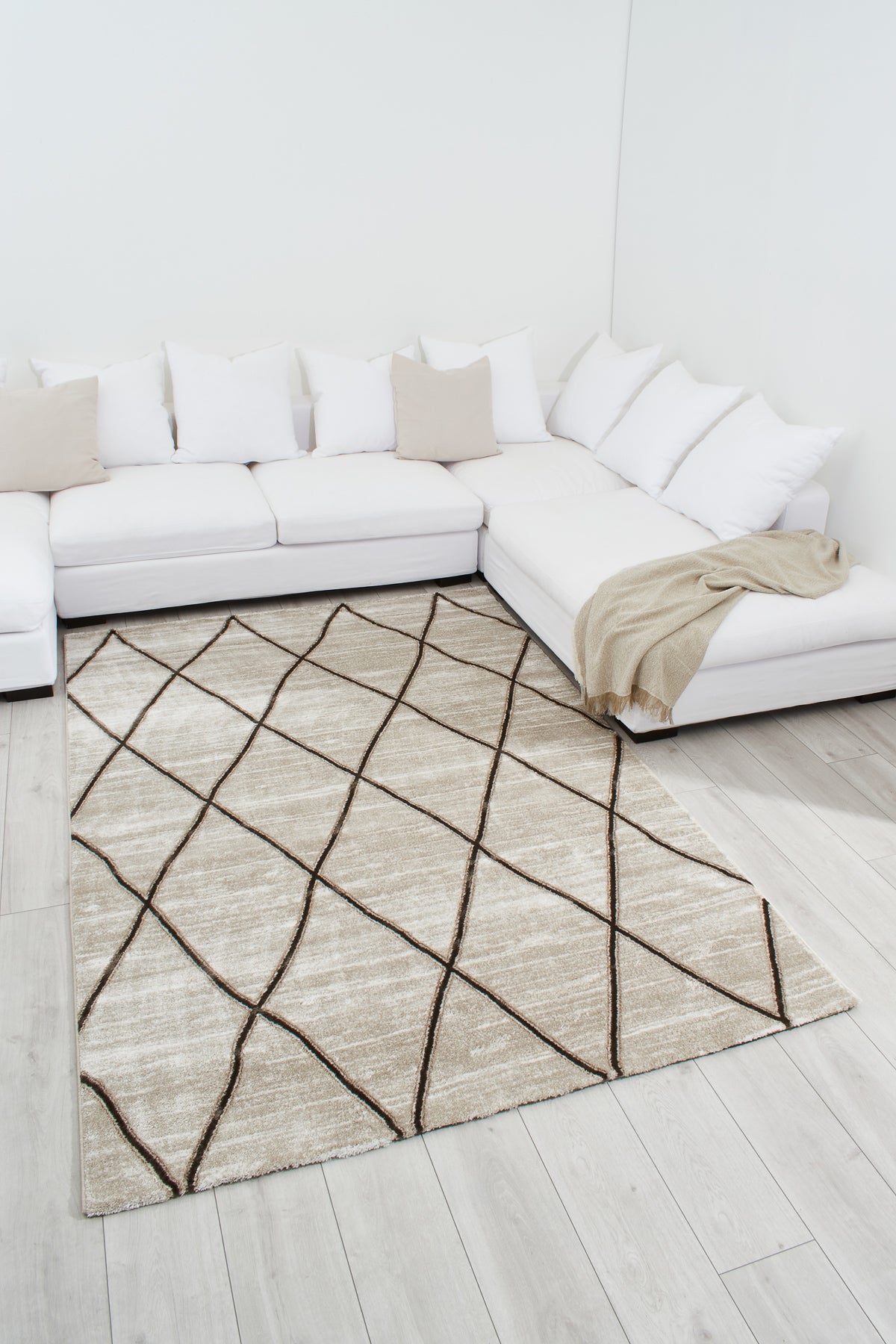 TUANA - Tapis losange beige marron
