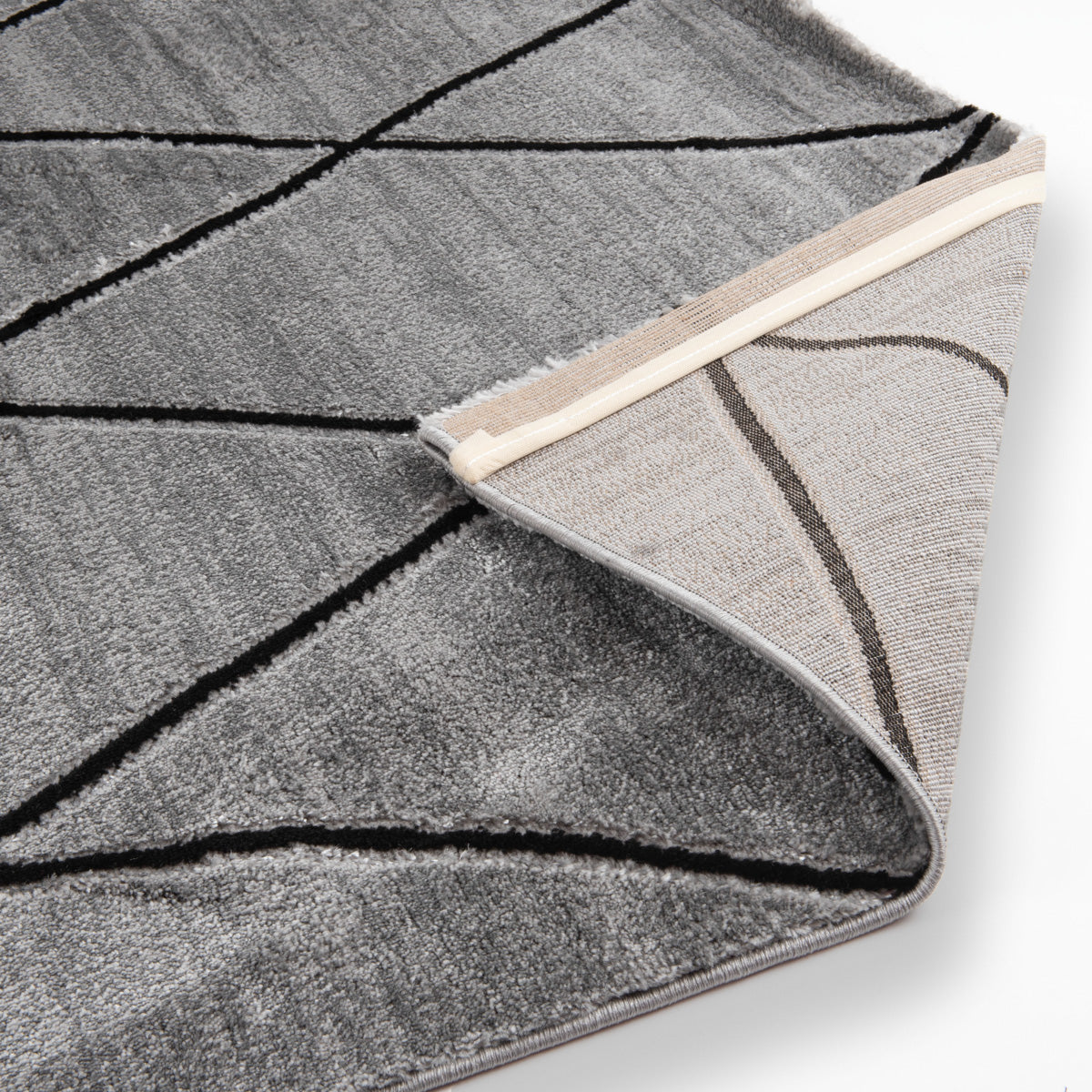 TUANA - Tapis losange gris noir