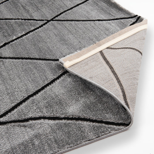 TUANA - Tapis losange gris noir