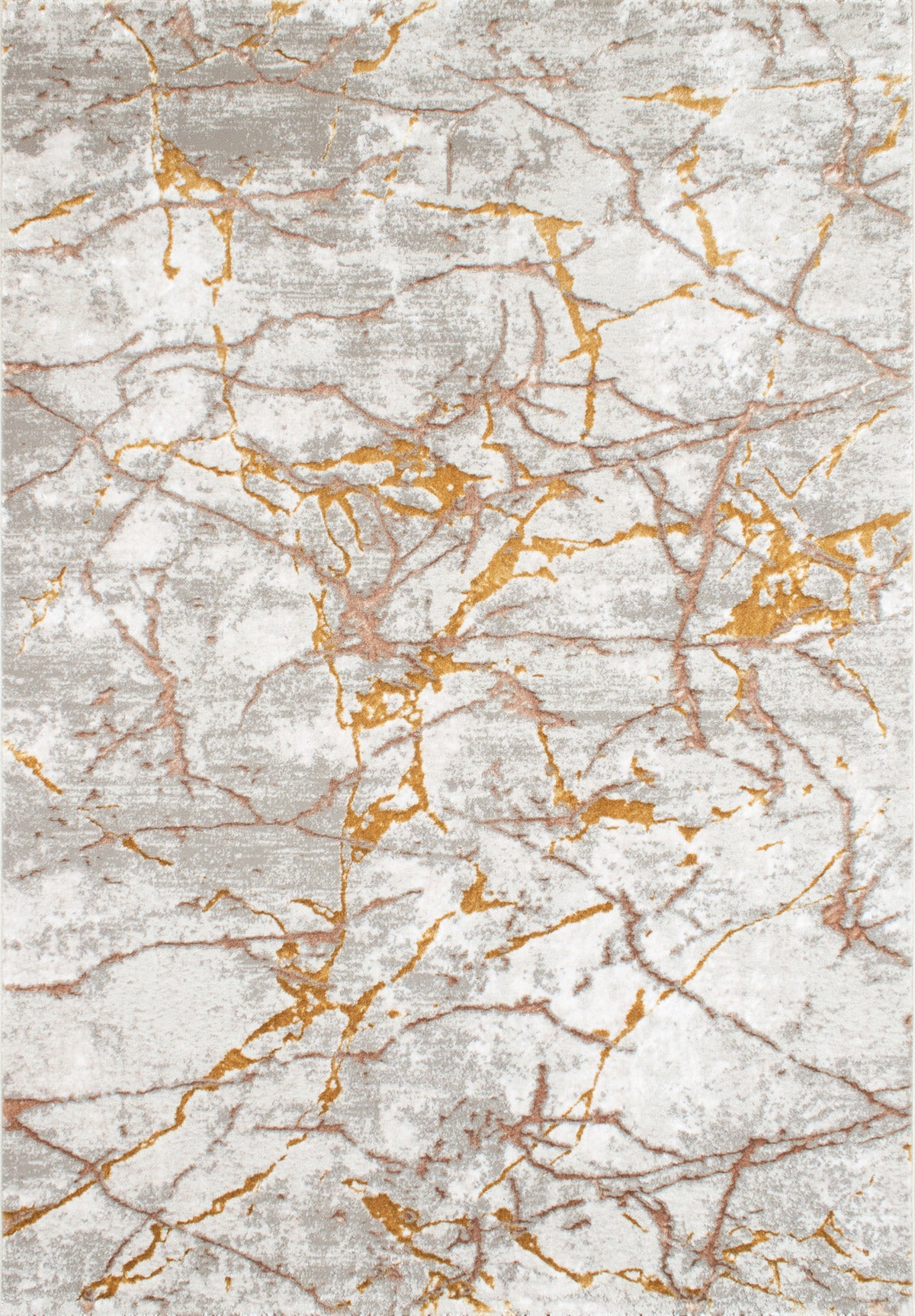 LIPARIS - Tapis Marbré beige dorée à poils ras