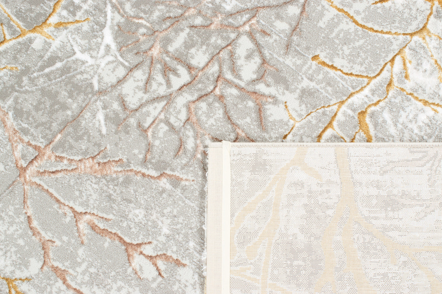 LIPARIS - Tapis Marbré beige dorée à poils ras