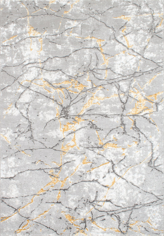 LIPARIS - Tapis Marbré gris dorée à poils ras