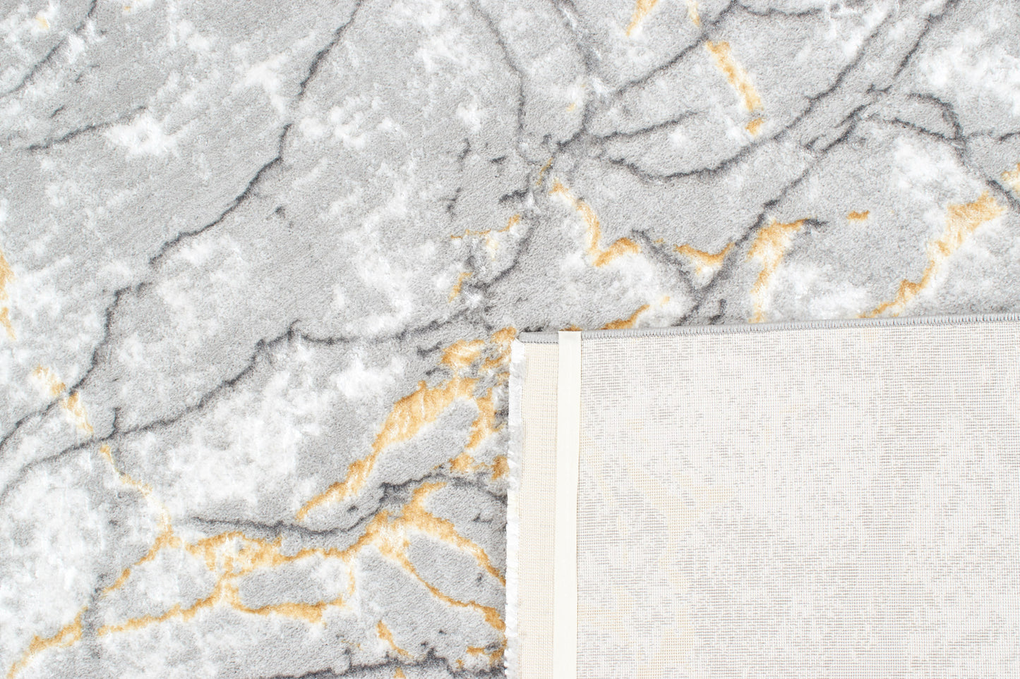 LIPARIS - Tapis Marbré gris dorée à poils ras