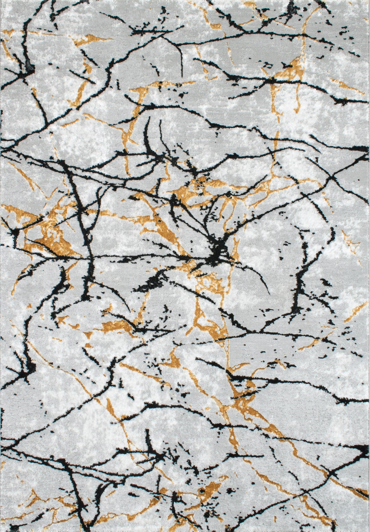 LIPARIS - Tapis Marbré noir dorée à poils ras